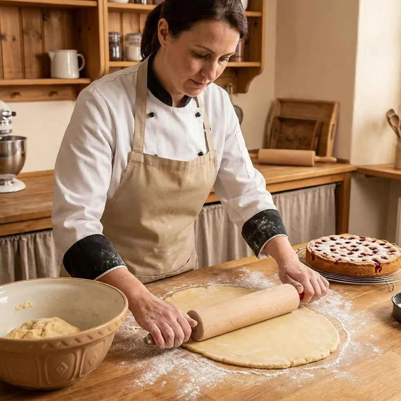 Rouleau à pâtisserie professionnel en bois de hêtre avec roulement à billes, 30–45 cm