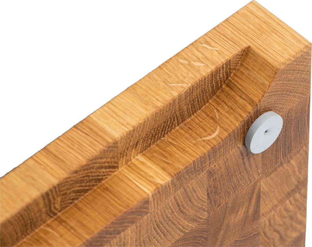 Planche à découper NXT en chêne, bois de bout avec poignées, 52,5 x 35 x 5,5 cm – Vue détaillée