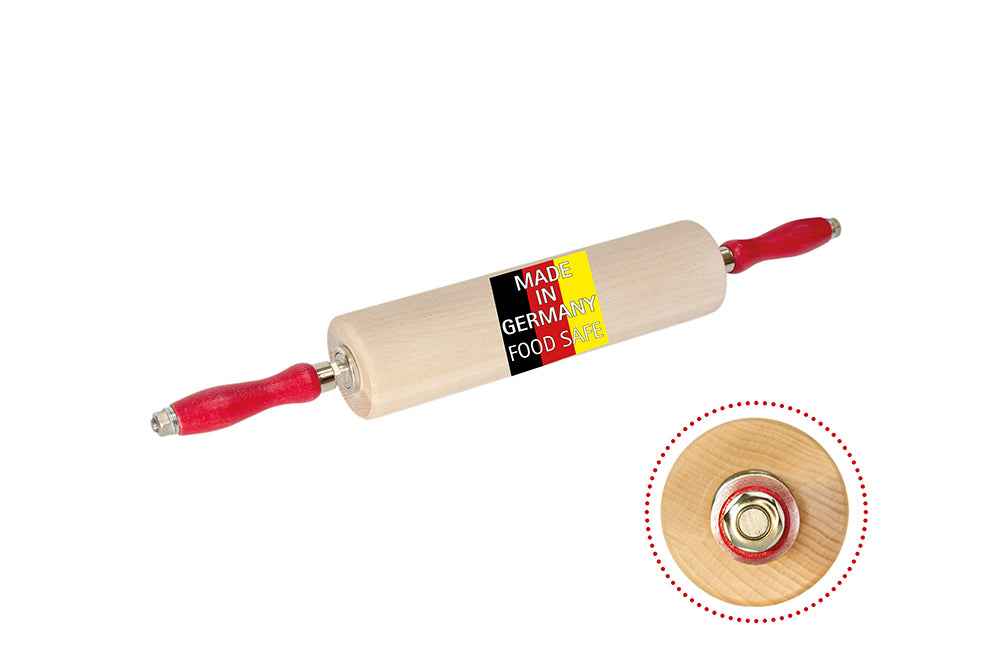 Rouleau à pâtisserie professionnel en bois de hêtre avec roulement à billes, 30–45 cm