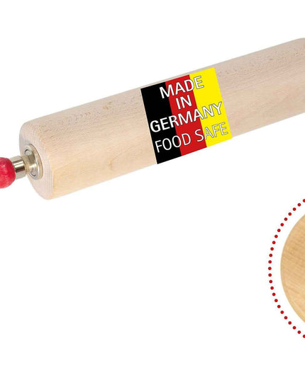 Rouleau à pâtisserie professionnel en bois de hêtre avec roulement à billes, 30–45 cm