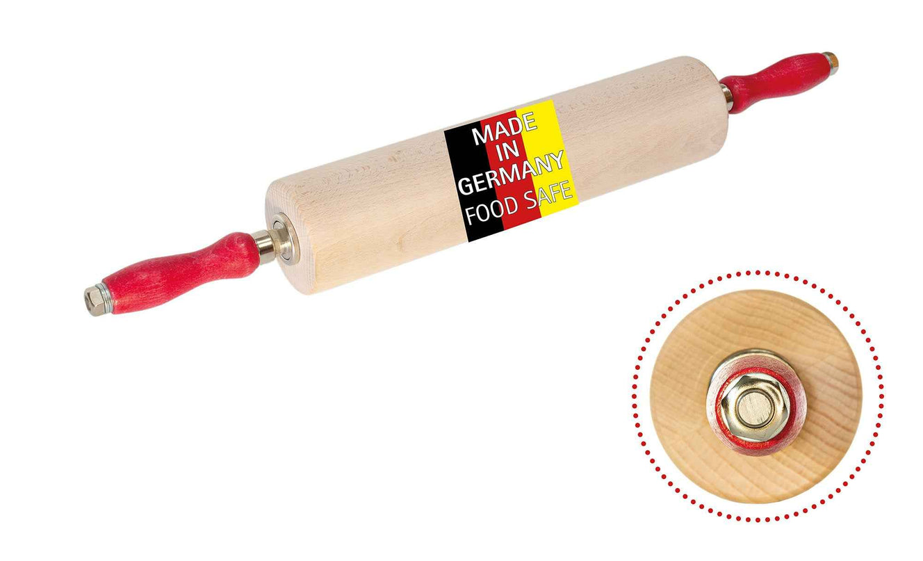 Rouleau à pâtisserie professionnel en bois de hêtre avec roulement à billes, 30–45 cm