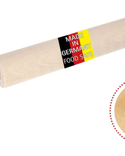 Rouleau à pâtisserie professionnel en bois de hêtre avec roulement à billes, 30–45 cm