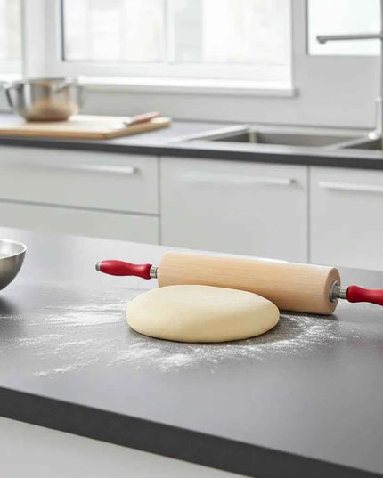 Rouleau à pâtisserie professionnel en bois de hêtre avec roulement à billes, 30–45 cm